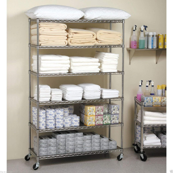 Fdw Wire Shelving Unit With Wheels Steel 6 Tier Heavy Duty Layer Rack